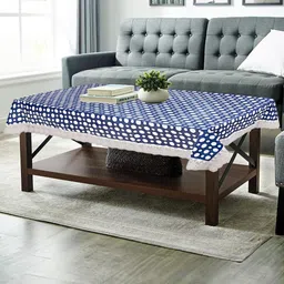CASA-NEST Navy Blue Geometric Printed 4-Seater Table Cover-1