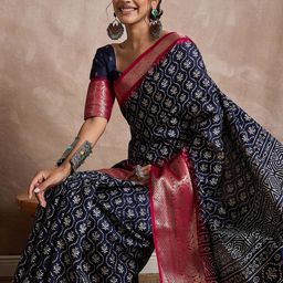 KALINI Women Ethnic Motifs Printed Zari Sungudi Saree-picture-37