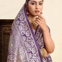 KALINI Ethnic Motifs Woven Design Zari Banarasi Saree-picture-24