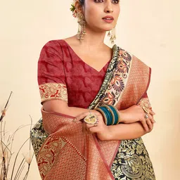 KALINI Woven Design Zari Silk Blend Kanjeevaram Saree-image-59