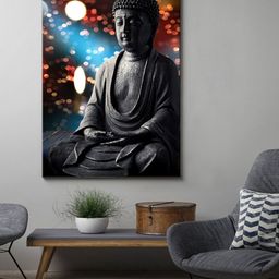 999Store Black Hand-Painted Buddha Face Wall Painting-image-51