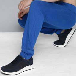 HERE&NOW Men Blue Solid Knitted Track Pants-image-24