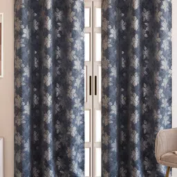 HOMEMONDE Grey & Silver-Toned Set of 2 Black Out Long Door-17