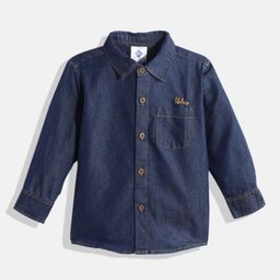 TONYBOY Boys Navy Blue Solid Premium Casual Denim Shirt-image-47
