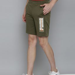 Puma Men Green Typography Printed Slim Fit Pure Cotton Sports Shorts-image-18