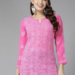ADA Women Ethnic Motifs Embroidered Chikankari Kurti-picture-36