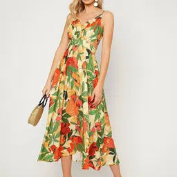 Stylecast X Slyck Women Floral Print Fit & Flare Midi Dress-image-23