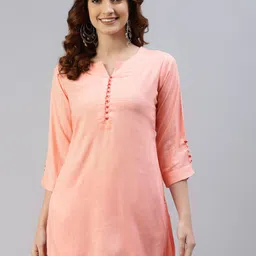 SVARCHI Women Peach-Coloured Solid Kurti-20