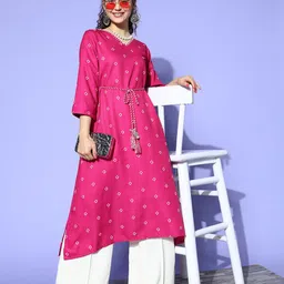 Varanga Women Bandhani Printed Thread Work Kurta-picture-56