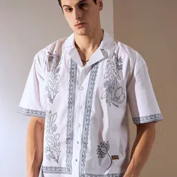 DENNISON Men Ethnic Hand Block Printed Oversized Shirt-image-60