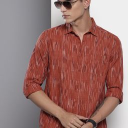 The Indian Garage Co Slim Fit Opaque Self Striped Casual Shirt-image-73