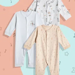 mothercare Unisex Infants Pack of 3 Printed Sleepsuit-image-25