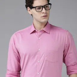 Van Heusen Self Design Custom Fit Pure Cotton Formal Shirt-image-70