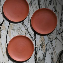 The handicraftian 3-Pcs Red Terracotta Round Wall Plates-35