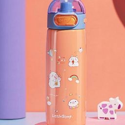 YK Orange Single Stainless Steel Printed Water Bottle-23