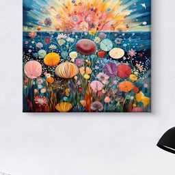 Myntra Elegant Homes Yellow & Pink Flowers Canvas Wall Art-image-95