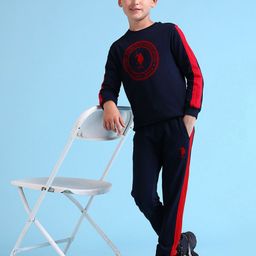 U.S. Polo Assn. Kids Boys Contrast Panel Pure Cotton Joggers-picture-11