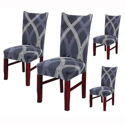 HOUSE OF QUIRK Set Of 4 Grey & White Printed Chair Covers-2
