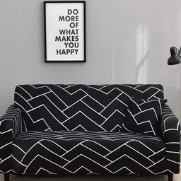 HOUSE OF QUIRK Black & White Printed 2-Seater Sofa Cover-image-21