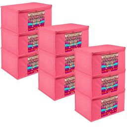 Kuber Industries Pink 9 Pieces Storage Bag Organiser-18