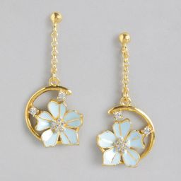 Carlton London Gold-Plated Enamelled Floral Drop Earrings-image-61
