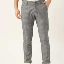 SOJANYA Men Grey & Black Smart Regular Fit Checked Trousers-picture-43