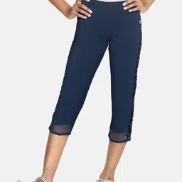 Allen Solly Junior Girls Navy Blue Sequinned Trousers-image-28