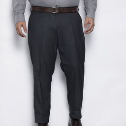 Hardsoda by The Indian Garage Co Men Plus Size Woven Design Formal Trousers-picture-17