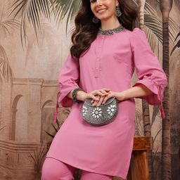 Sangria Regular Puff Sleeves Kurta & Palazzos-picture-35