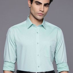 Raymond Slim Fit Textured Self Design Pure Cotton Formal Shirt-image-48