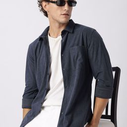 HERE&NOW Slim Fit Vertical Striped Opaque Casual Shirt-picture-15