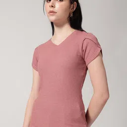 Strong And Brave V-Neck Petal Sleeves Pockets T-shirt-image-46