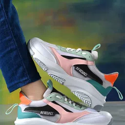 AfroJack Women White Colourblocked Lace Ups Sneakers-24