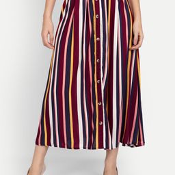 Aaruvi Ruchi Verma Women Brown Striped A-Line Skirts-image-60