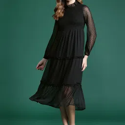 DressBerry Schiffli Smocked Tiered A-Line Midi Dress-image-46