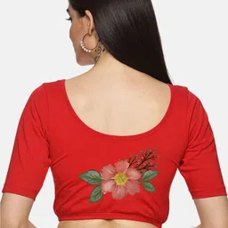 NOT YET by us Printed Round Neck Stretch Saree Blouse-image-20