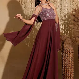 Miss Chase Embroidered Slit Sleeves Gown Ethnic Dress-image-53