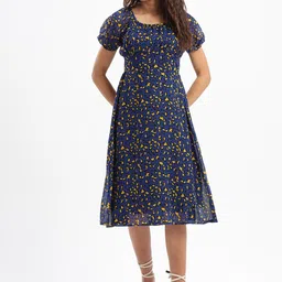 SZN Print Women Abstract Printed Fit & Flare Midi Dress-image-51