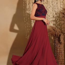 Miss Chase Floral Self-Designed Fit & Flare Maxi Dress-image-28