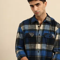 Being Human Checked Drop-Shoulder Sleeves Pure Cotton Casual Shirt-image-84
