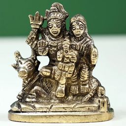 Exotic India Shiva Parvati Ganesha on Nandi Brass Statue-image-75