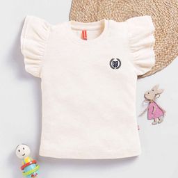 Here&Now X Game Begins Brand Logo Flutter Sleeve Cotton Top-image-48
