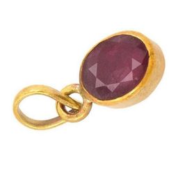 RAVIOUR LIFESTYLE Gold-Plated Red Stone Oval Pendants-picture-10