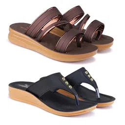 BERSACHE Women Pack Of 2 One Toe Flats & T-Strap Flats-picture-32