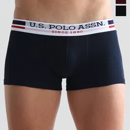 U.S. Polo Assn. Pack Of 3 Cotton Contrast Waistband Trunks- I641-RZN-P3-30