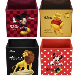 Kuber Industries Set Of 4 Disney Printed Foldable Large Size Multi-Utility Sustainable Storage Cubes With Handle image 2