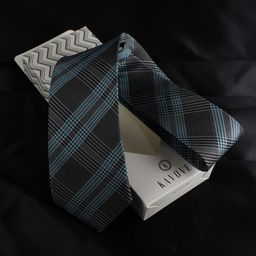KOVOVE Men Grey & Blue Checkered Pocket Square-11