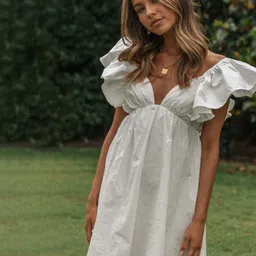 StyleCast Women Flutter Sleeve Fit and Flare Dress-image-55
