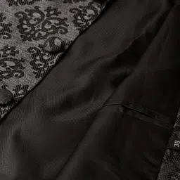 MAG Men Cream-Coloured & Charcoal Grey Solid Kurta with Churidar & Nehru Jacket image 4