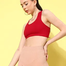 Leading Lady Red Full Coverage High Support Workout Bra image 4
